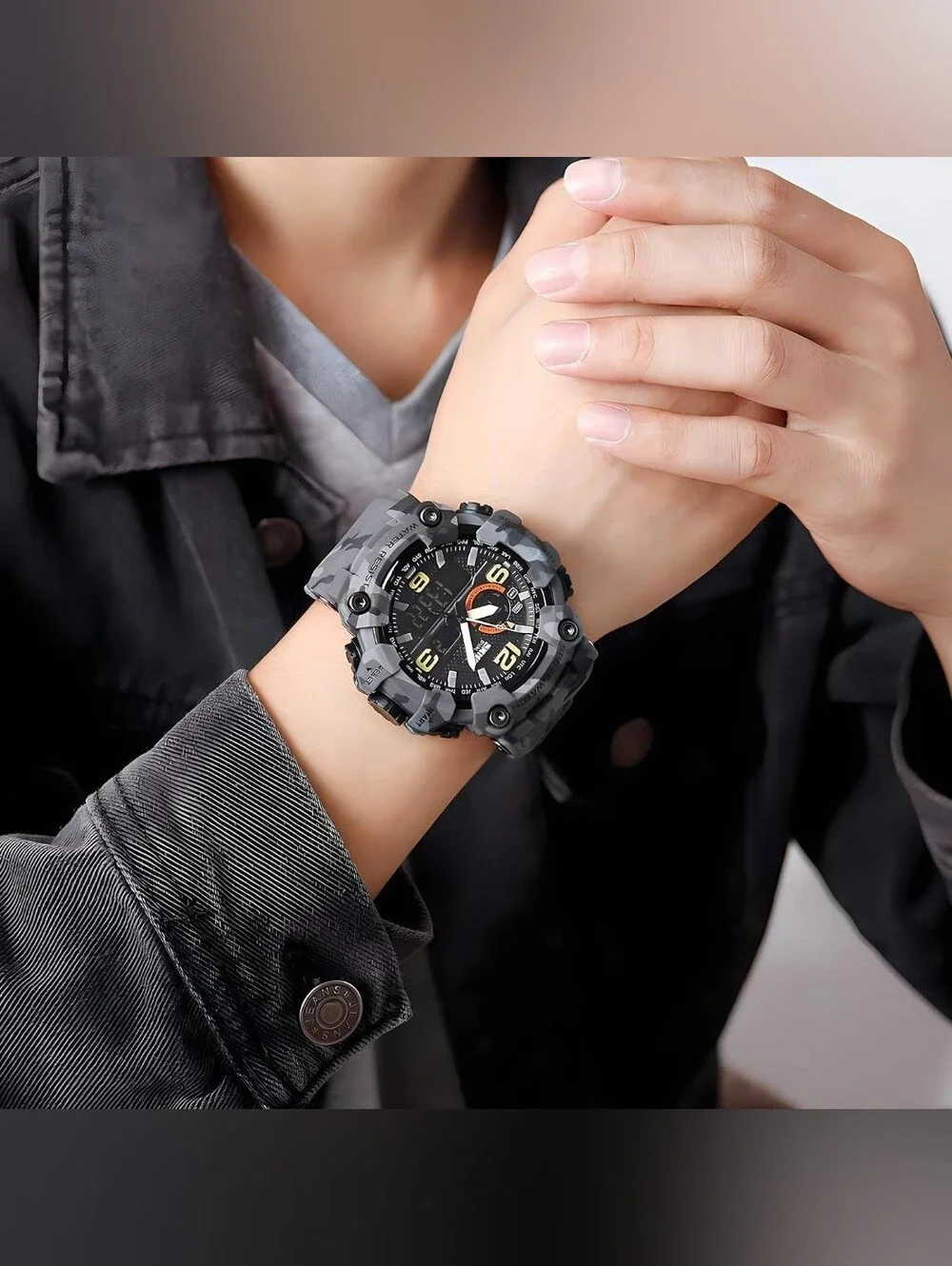 Men's Large Face Outdoor Sports Watches Military S-Shock Watch Waterproof,